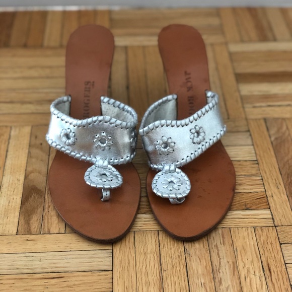 Jack Rogers Wedge Silver Sandal - Picture 1 of 6